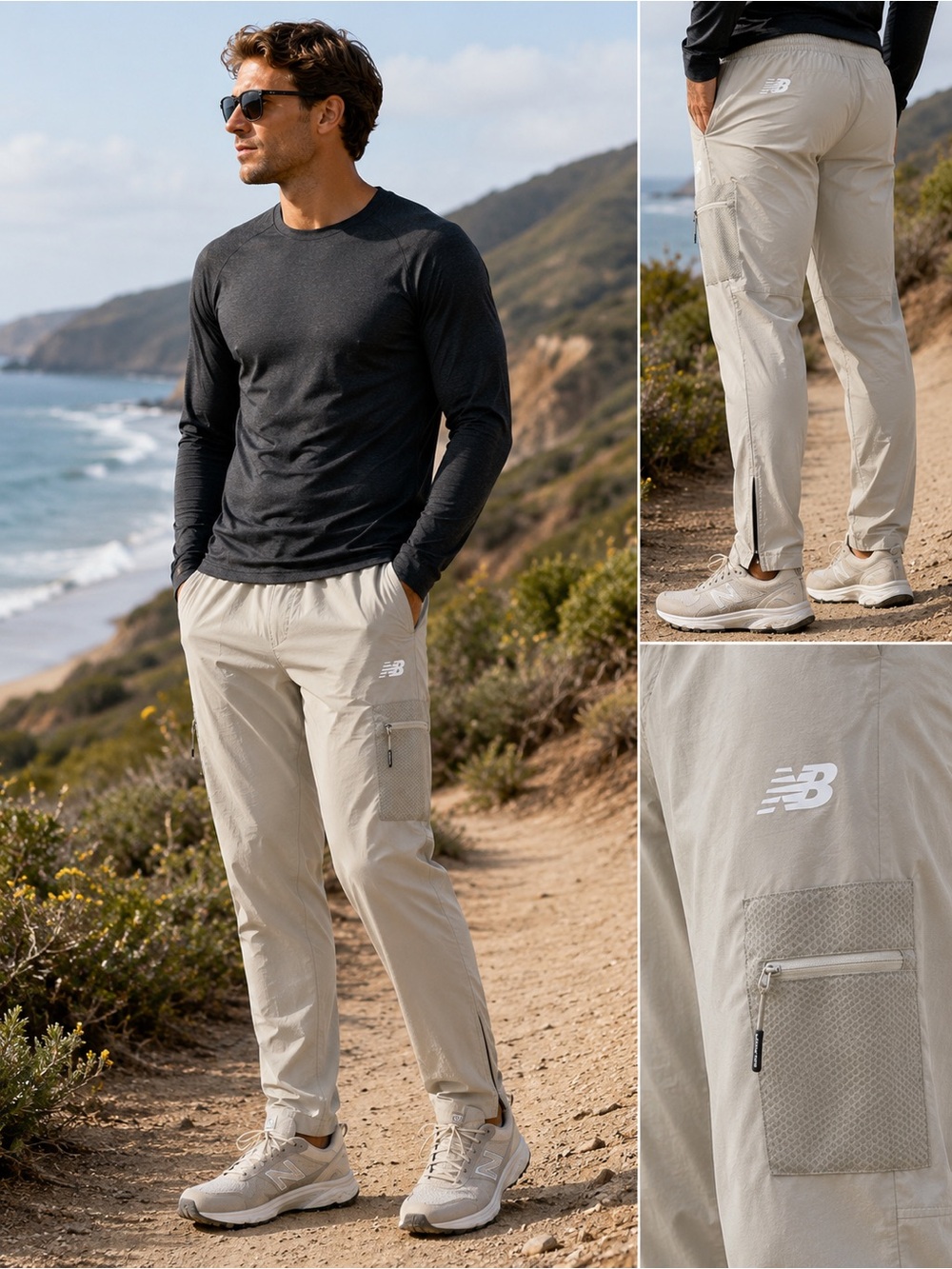New Balance All Motion Utility Stretch Cargo Pants XL NWT Khaki 4-Way Stretch
